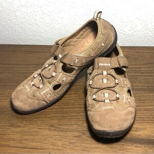 G.H. Bass & Co. Women's Brown BRANSON Shoes Suede, Mesh Hook & Loop Strap 9.5M